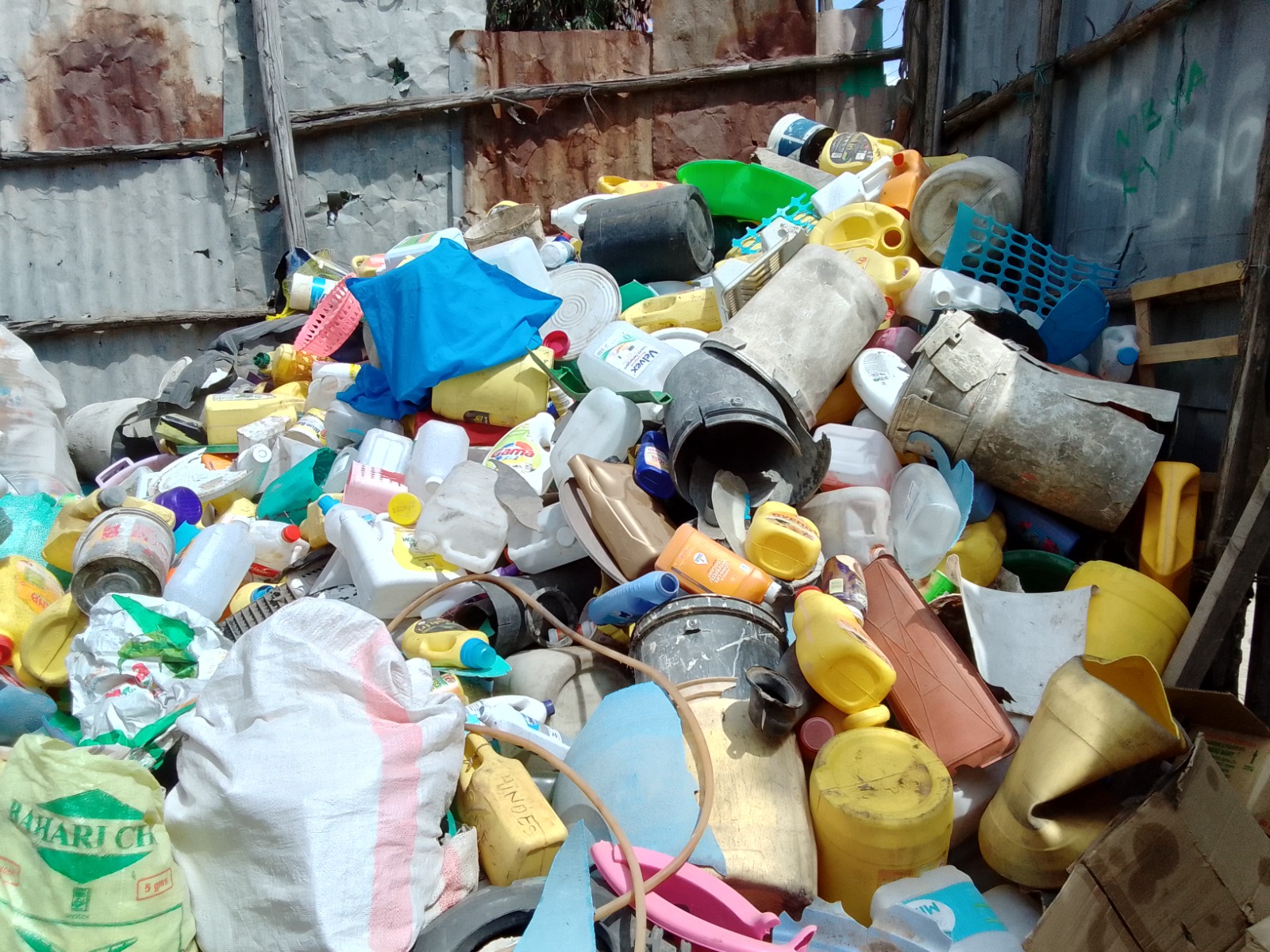 1. Plastics ready to be collected to our recycling plant